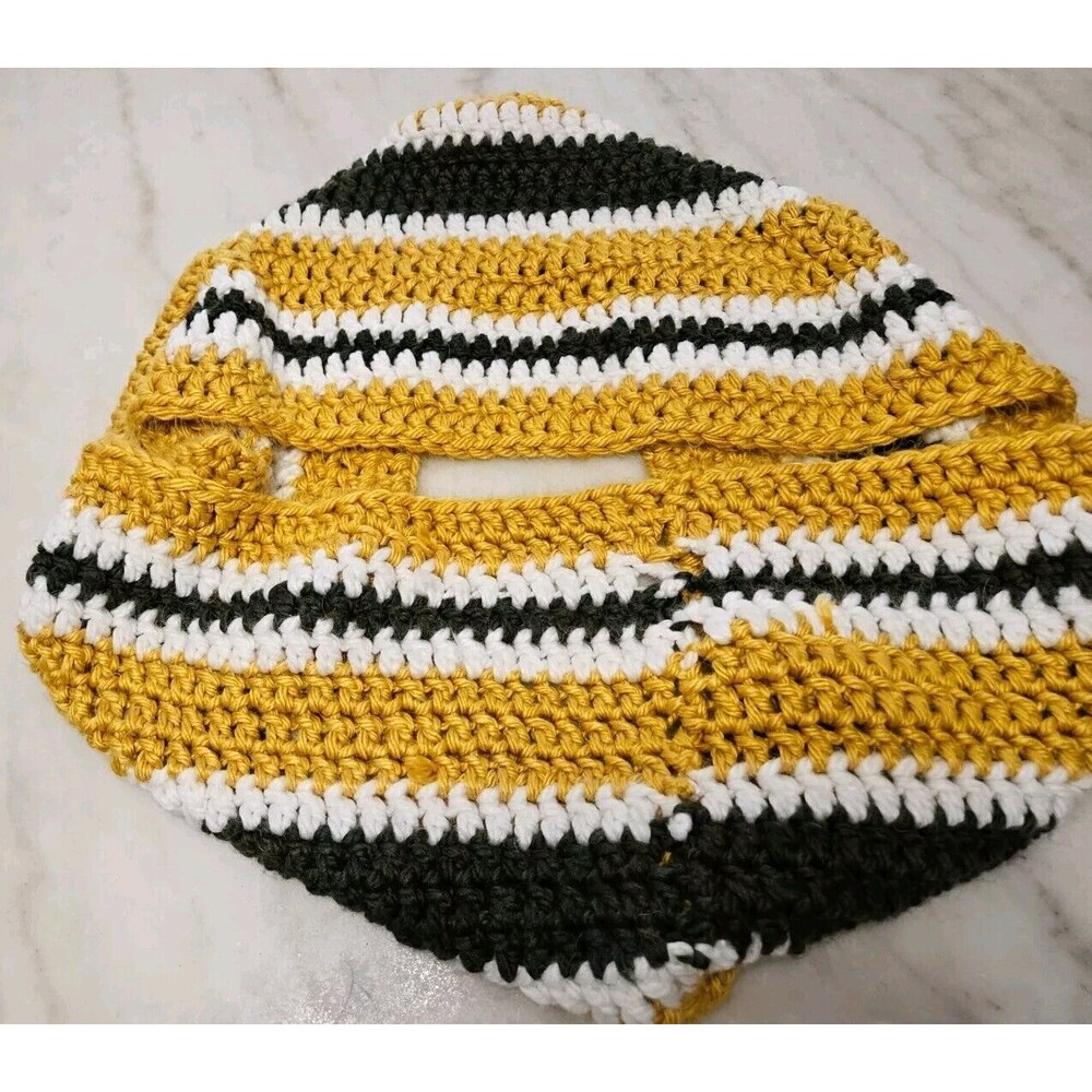 Women's Hand-Knit Headband/Ear-Warmer For Women/Girls in Canary Yellow/Black